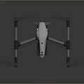 Modern Quadcopter Drone With Black Silver Body And Rotating Propellers